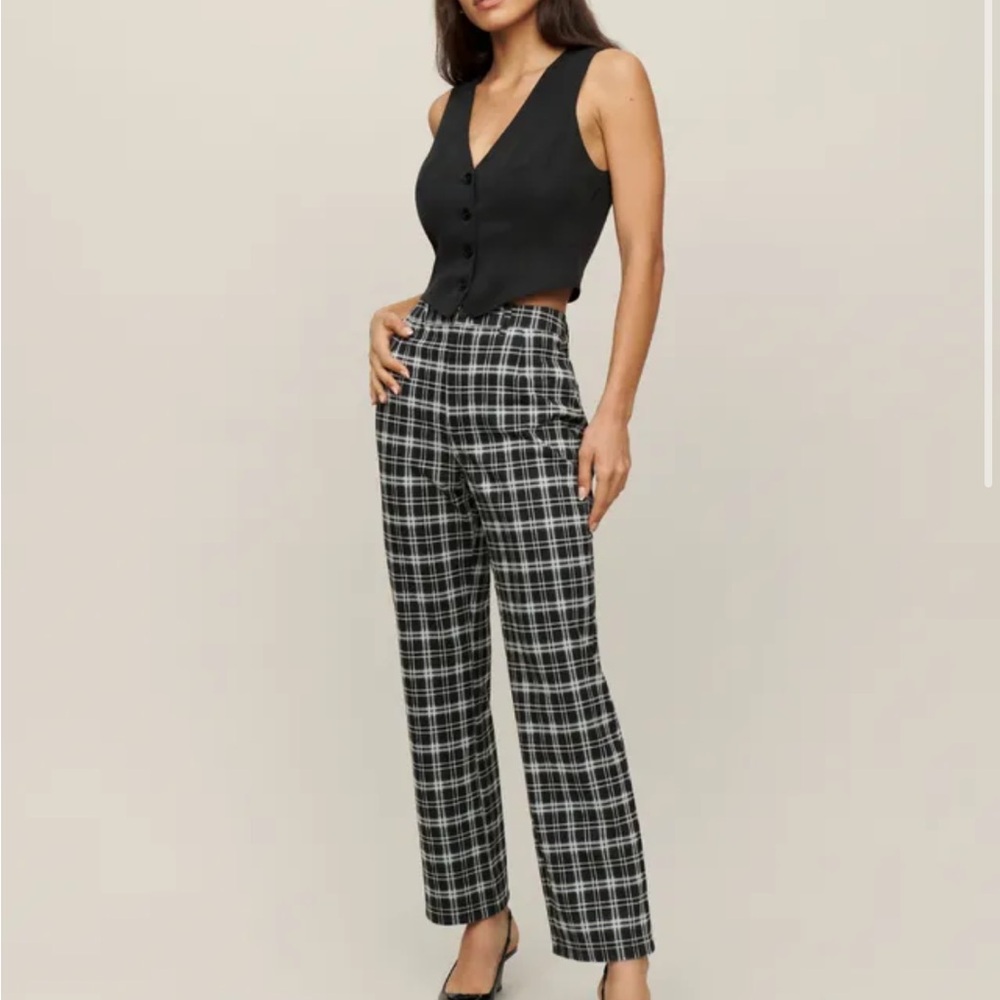 Reformation Franklin Pant in Black Plaid 2